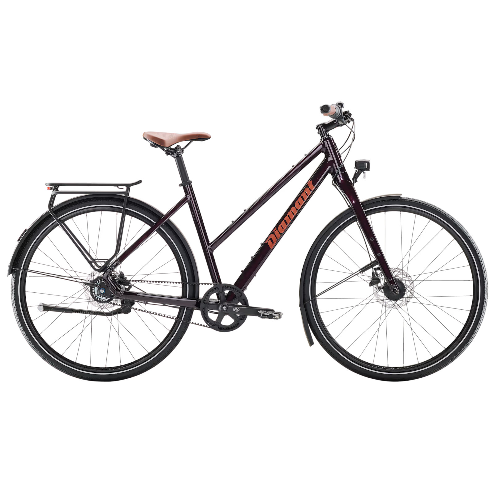 Productfoto van Diamant Mahon Style Plus - Damesstadsfiets met Riemaandrijving - 2025 - black cherry metallic