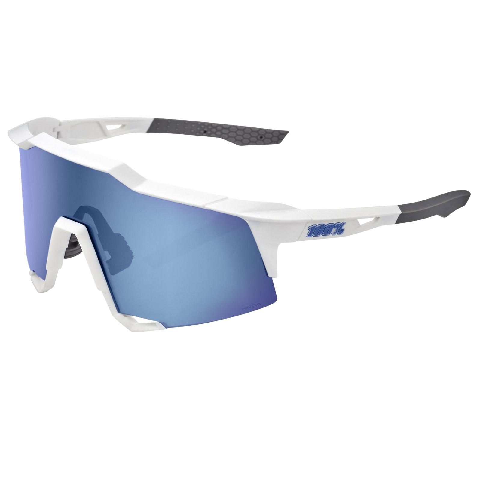 Produktbild von 100% Speedcraft Brille - Tall - HiPER Mirror Lens - Matte White/Blue Multilayer + Clear