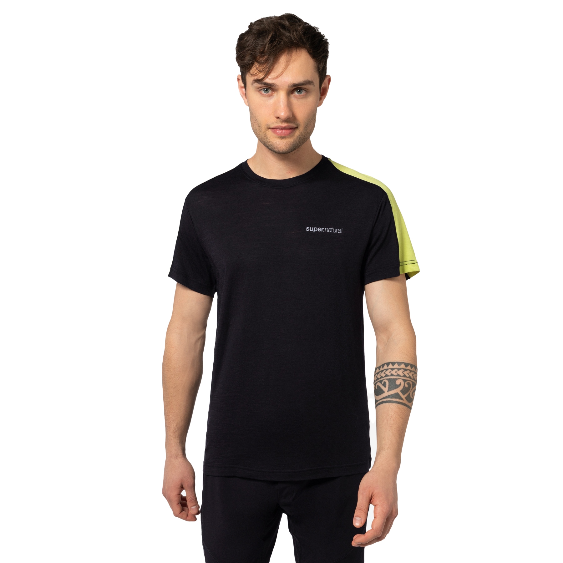 Produktbild von SUPER.NATURAL Alarm Laufshirt Herren - Jet Black/Wild Lime