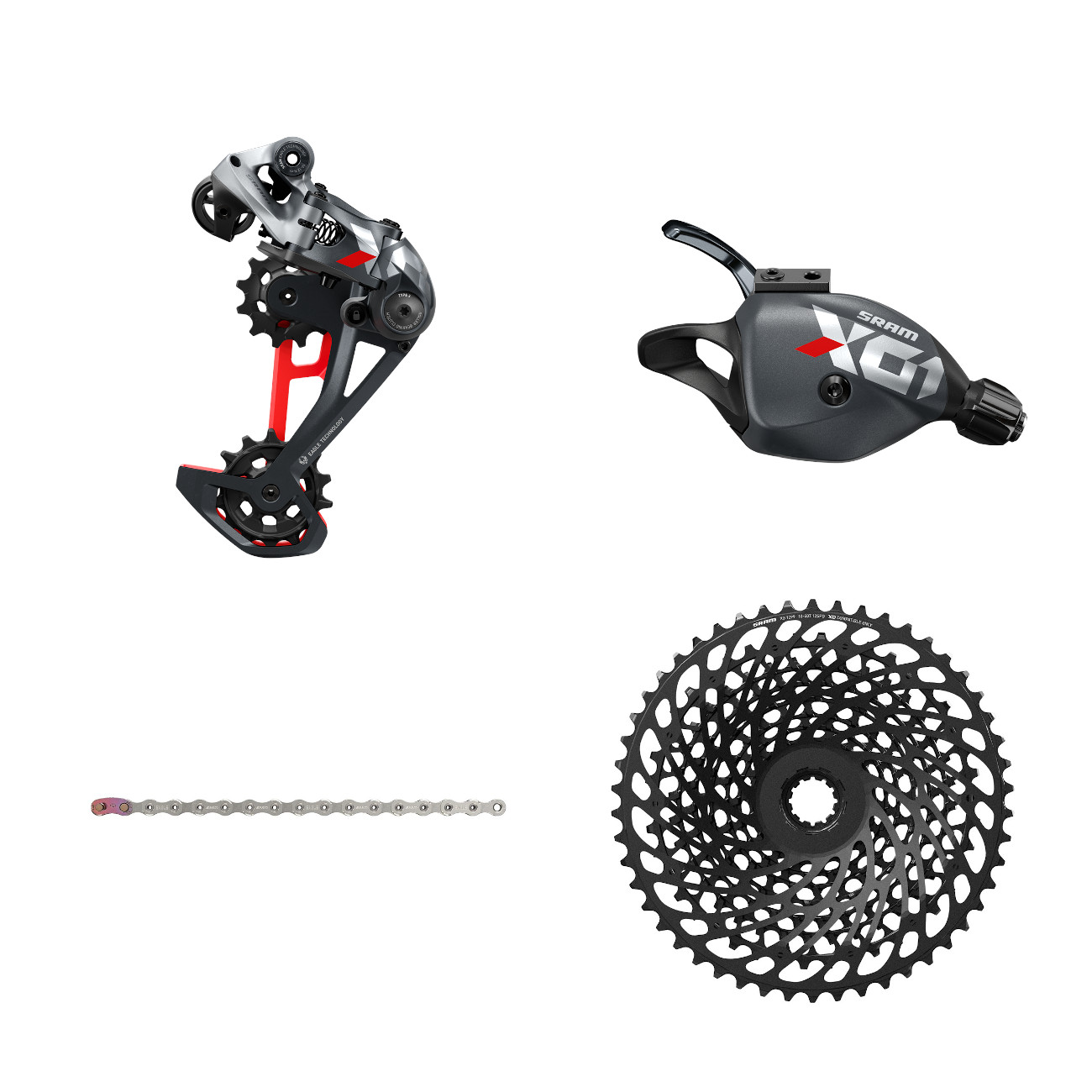 Picture of SRAM X01 Eagle 1x12-speed Upgrade Kit - Trigger Shifter - 10-50 t. Cassette - Black / Red