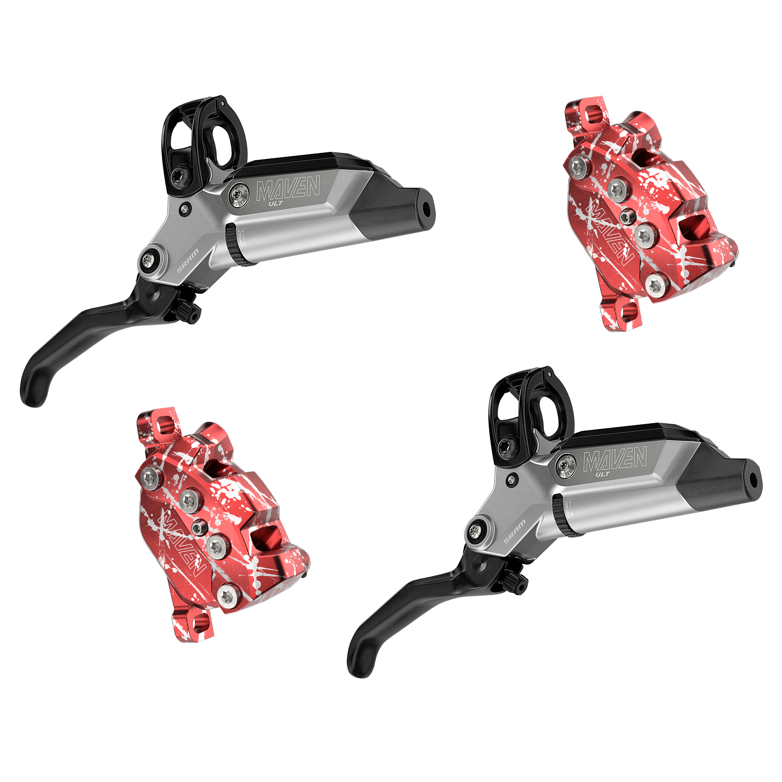 Picture of SRAM Maven Disc Brake - Ultimate Expert Kit | 4-Piston | A1 - Set (Front + Rear) | red splash