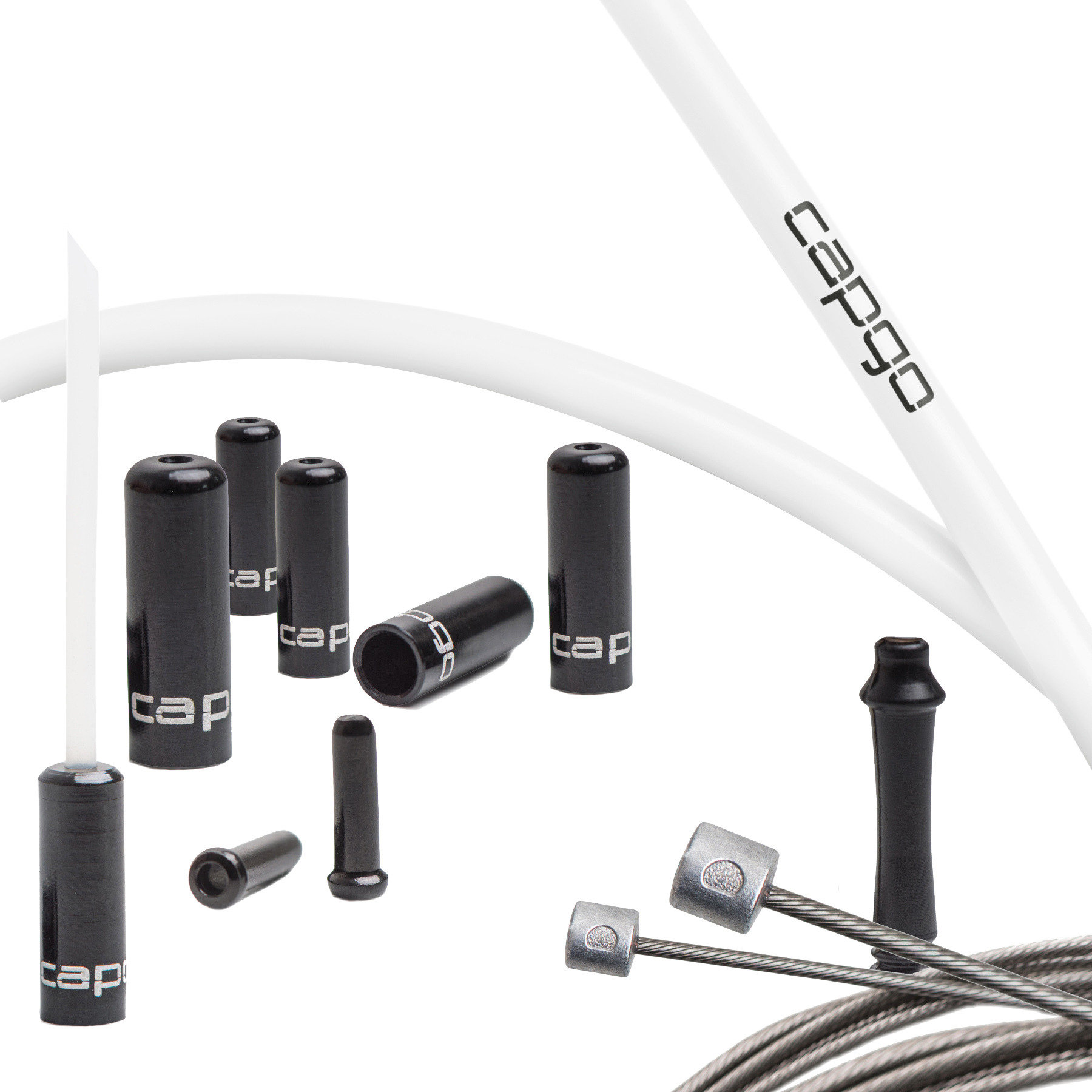 Picture of capgo Orange Line Shift Cable Set - Stainless Steel - Kevlar / PTFE - Shimano/SRAM - white