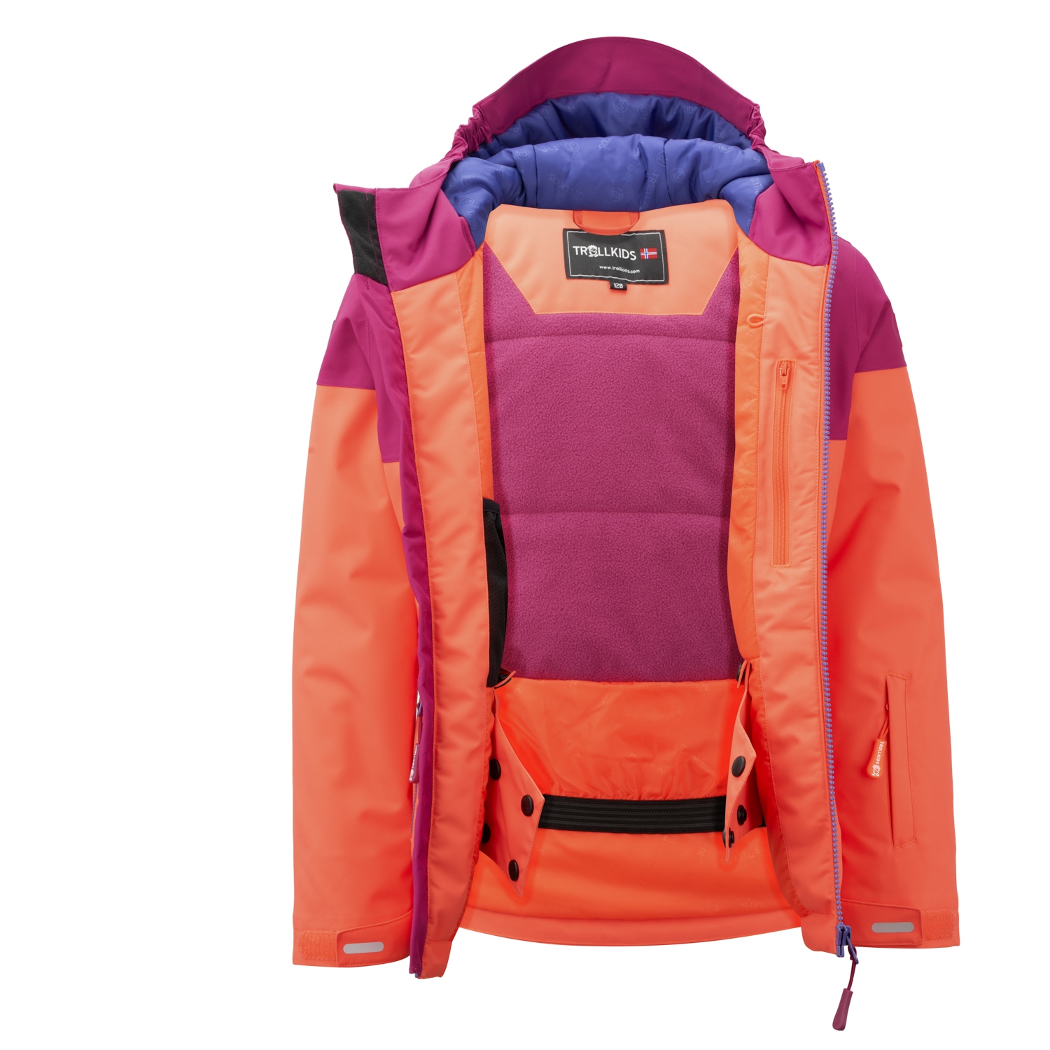 Trollkids Hallingdal Ski Jacket Girls Radiant Red/Bright Berry/Dark Purple
