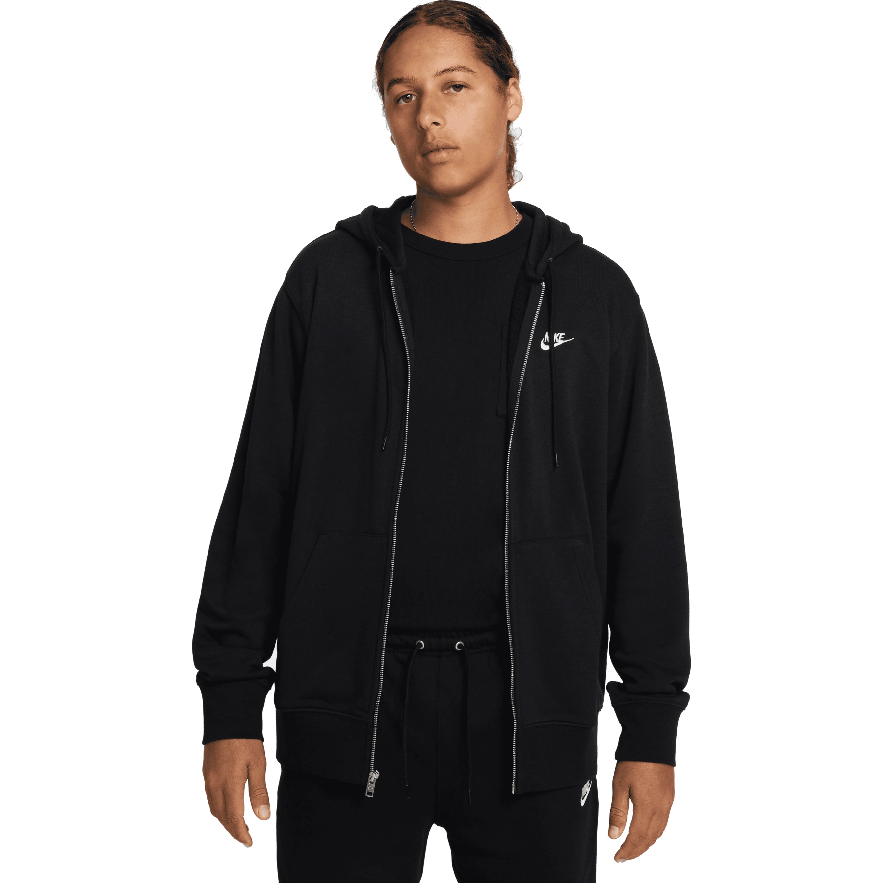 Picture of Nike Club Fleece Full Zip Hoody Men - black/black/white FN3884-010