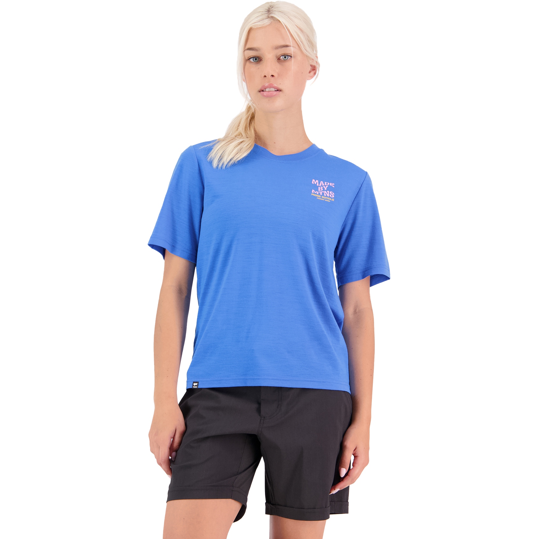 Productfoto van Mons Royale Icon Merino Air-Con Relaxed T-Shirt Dames - pop blue 1233