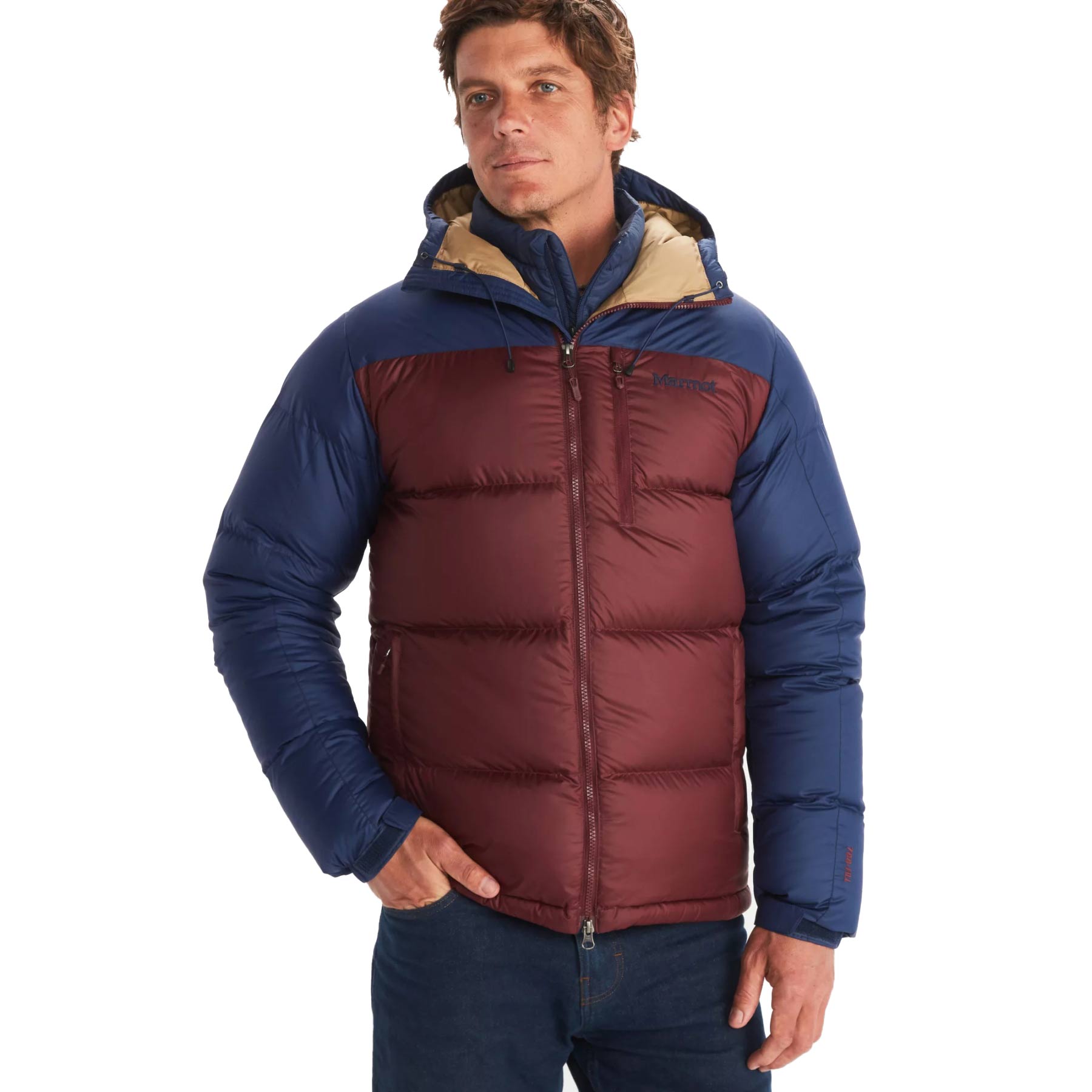 Image of Marmot Guides Down Hooded Jacket - port royal/arctic navy