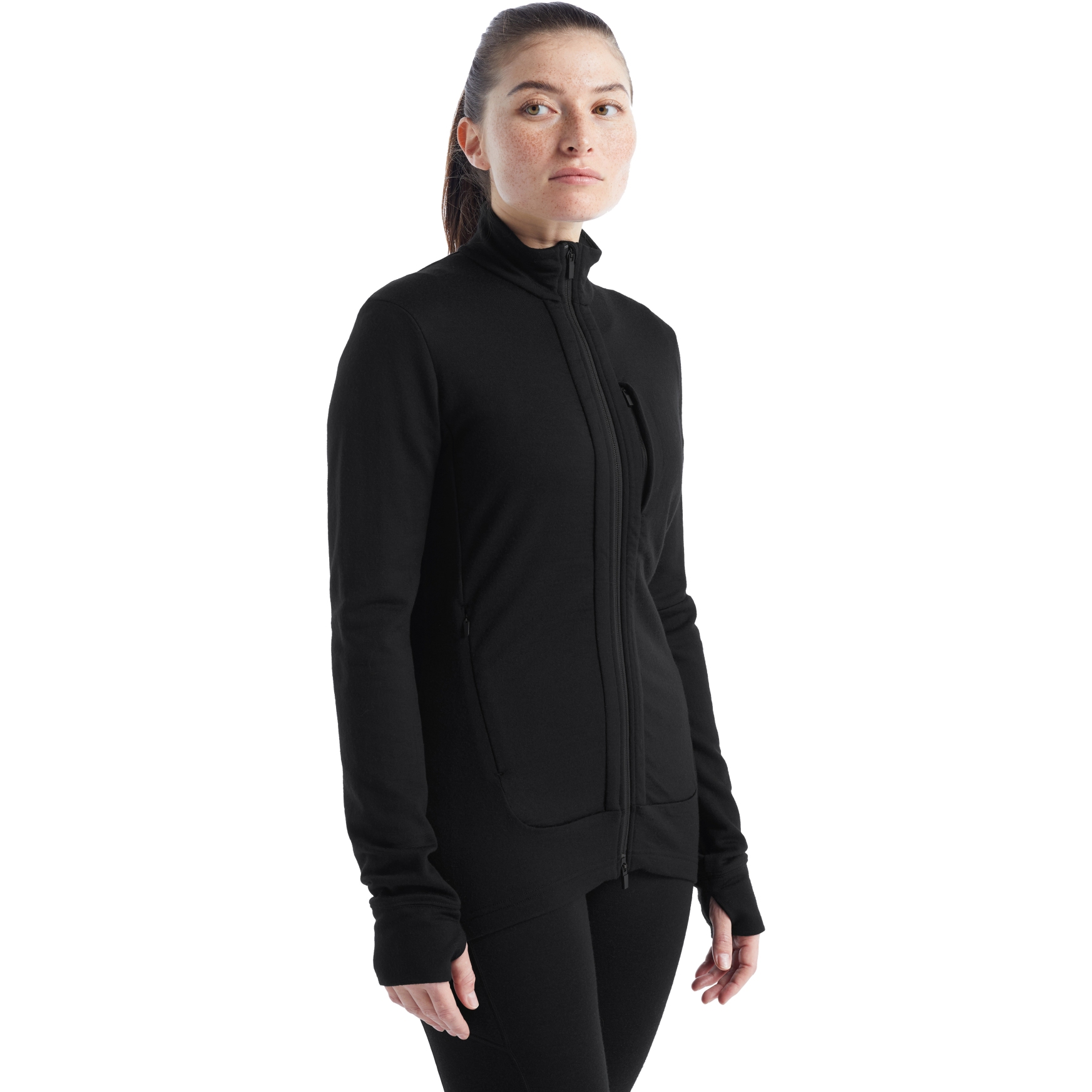 Picture of Icebreaker Women&#039;s Quantum III Long Sleeve Zip Midlayer - Black