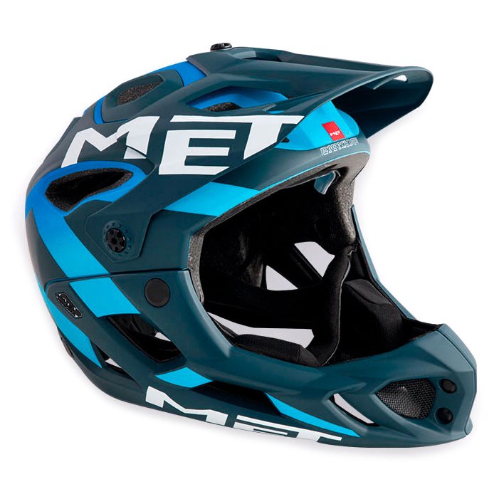 Image of MET Parachute HES Full Face Helmet - Blue Shaded Cyan / Matt