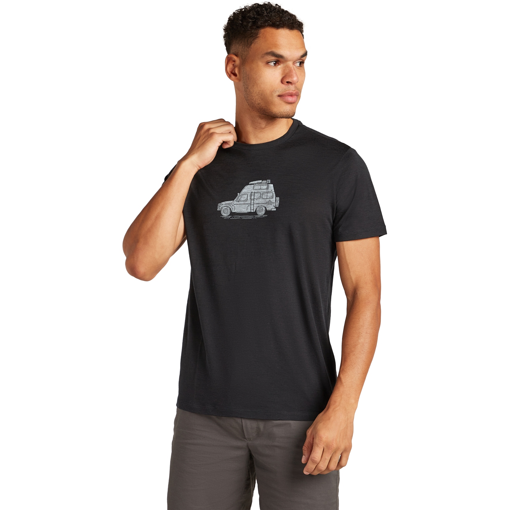 Foto de Icebreaker Camiseta Hombre - Merino 150 Tech Lite Cosy Camper - Negro