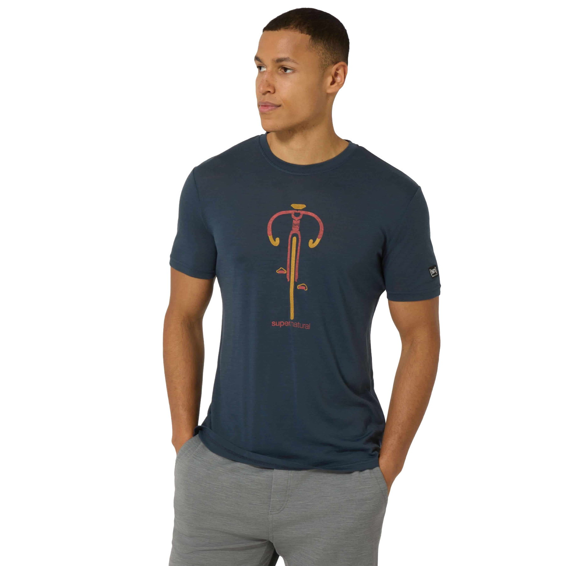 Мужская футболка SUPER.NATURAL Vintage Bike Tee - Черничный/Красный с высокой степенью риска/синий с сушеным табаком
