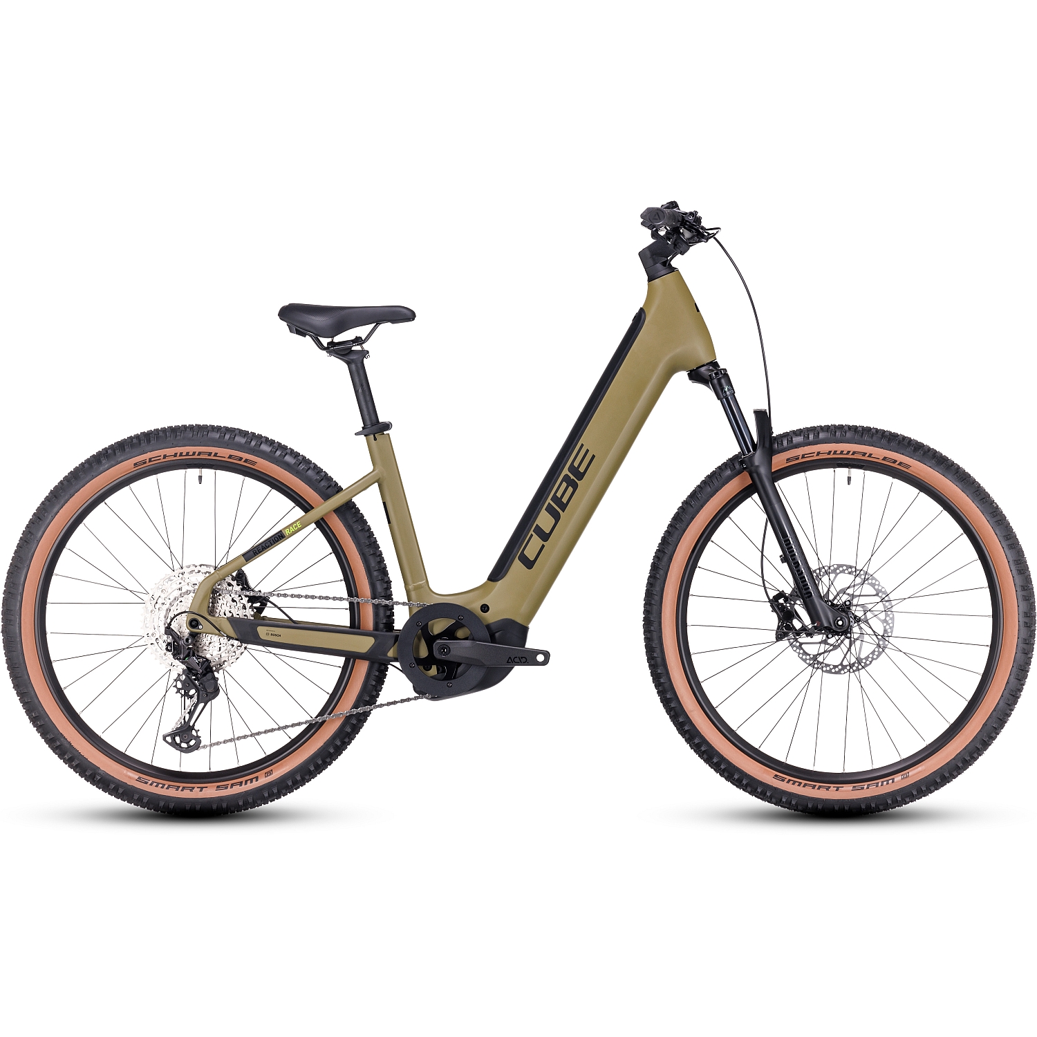 Picture of CUBE REACTION HYBRID Race 750 - 27.5&quot; Easy Entry Electric Mountain Bike - 2023 - olive / green