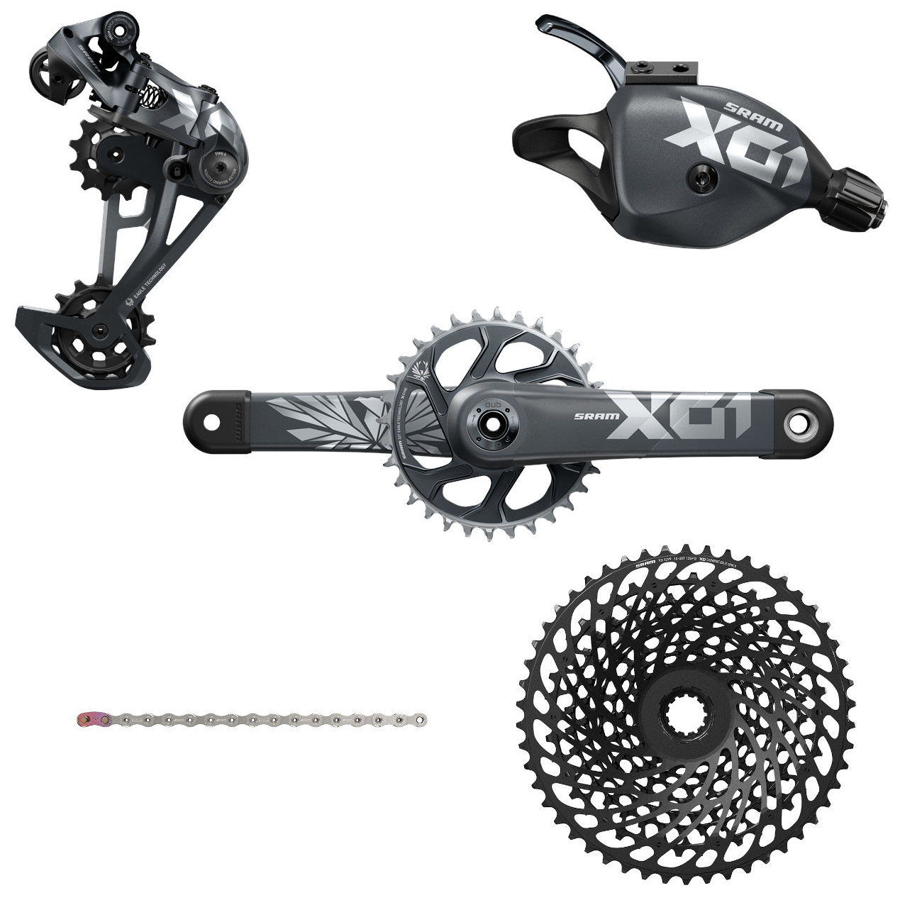 Picture of SRAM X01 Eagle Boost Groupset - 1x12-speed - Trigger Shifter - 10-50 t. Cassette - Lunar