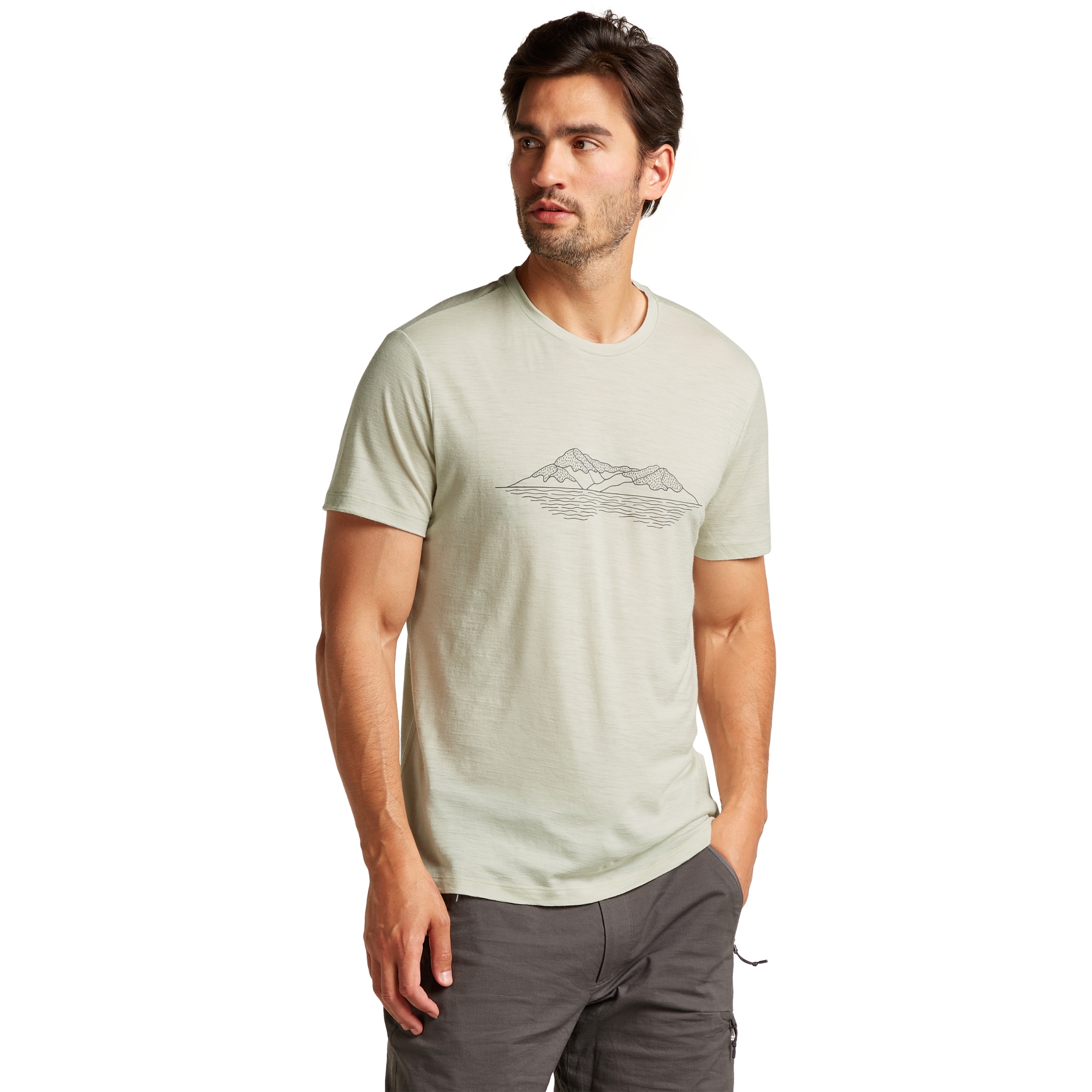 Photo produit de Icebreaker T-Shirt Homme - Merino 150 Tech Lite Pukaki Reflected - Ashen