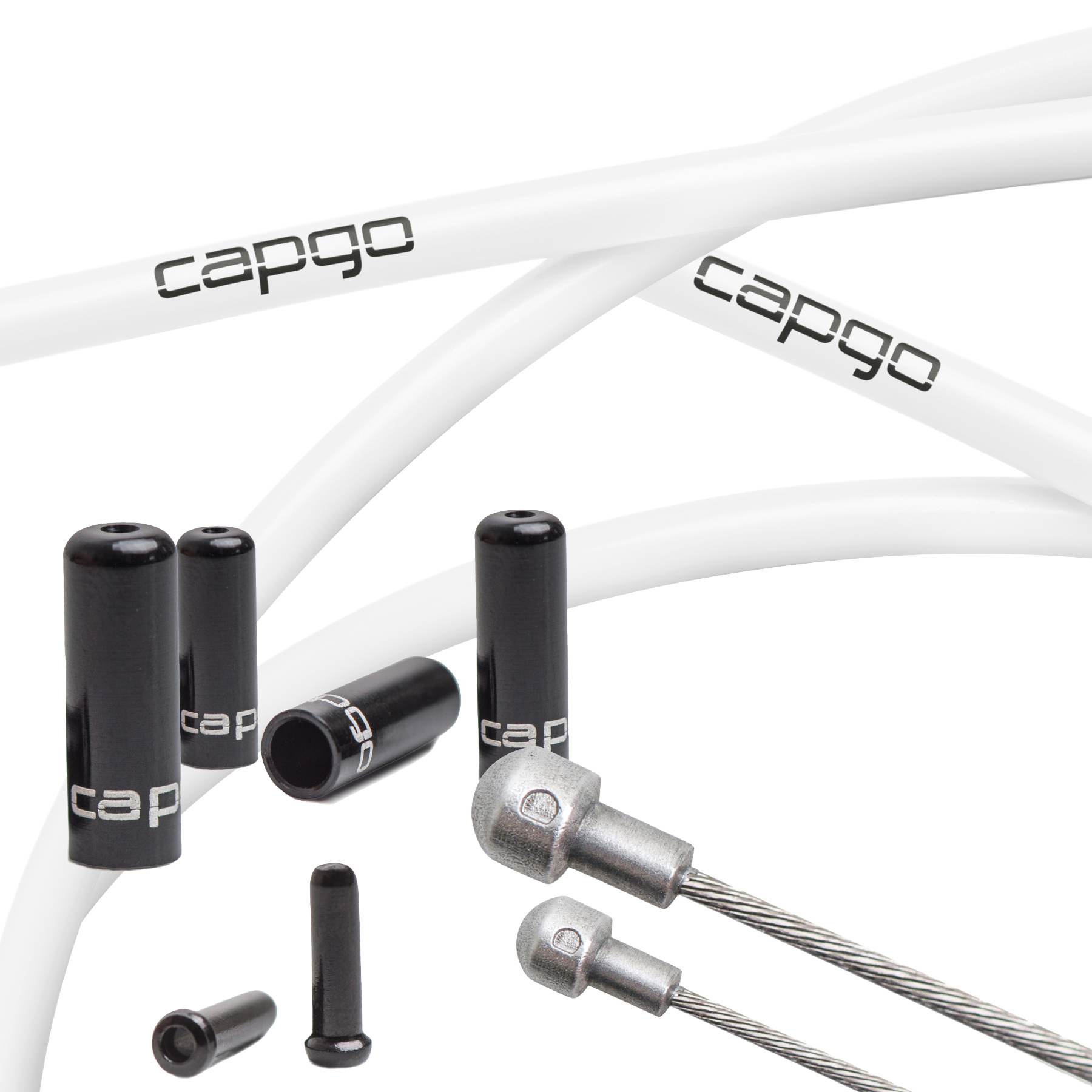 Productfoto van capgo Orange Line Brake Cable Set - Stainless Steel - Kevlar / PTFE - Shimano/SRAM Road - white