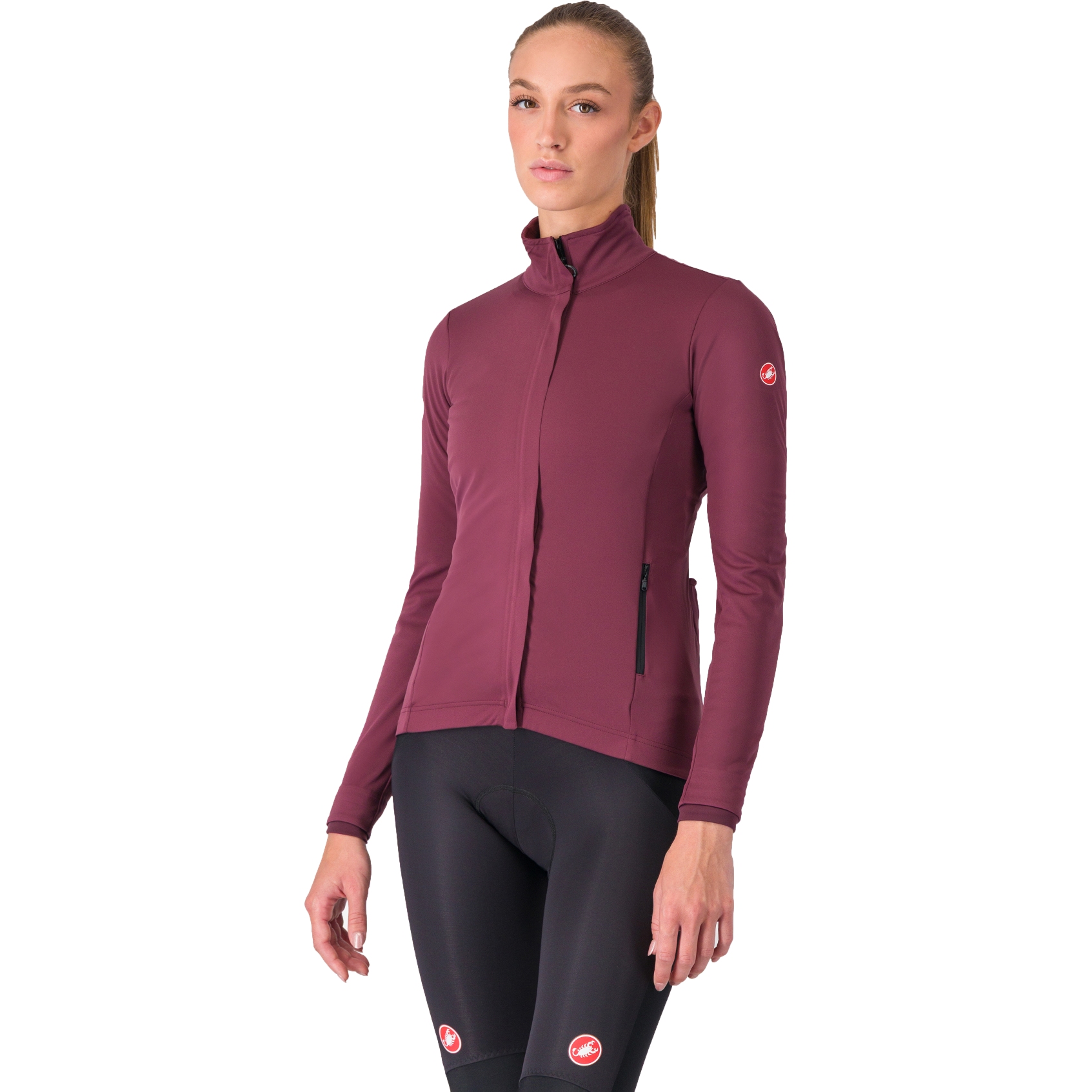 Castelli Unltd Trail W Jrs Maglia Lunga Donna | Bordeaux/Brilliant Pink | Tessuto In Pile Termico Per Bici All-Road E Avventura