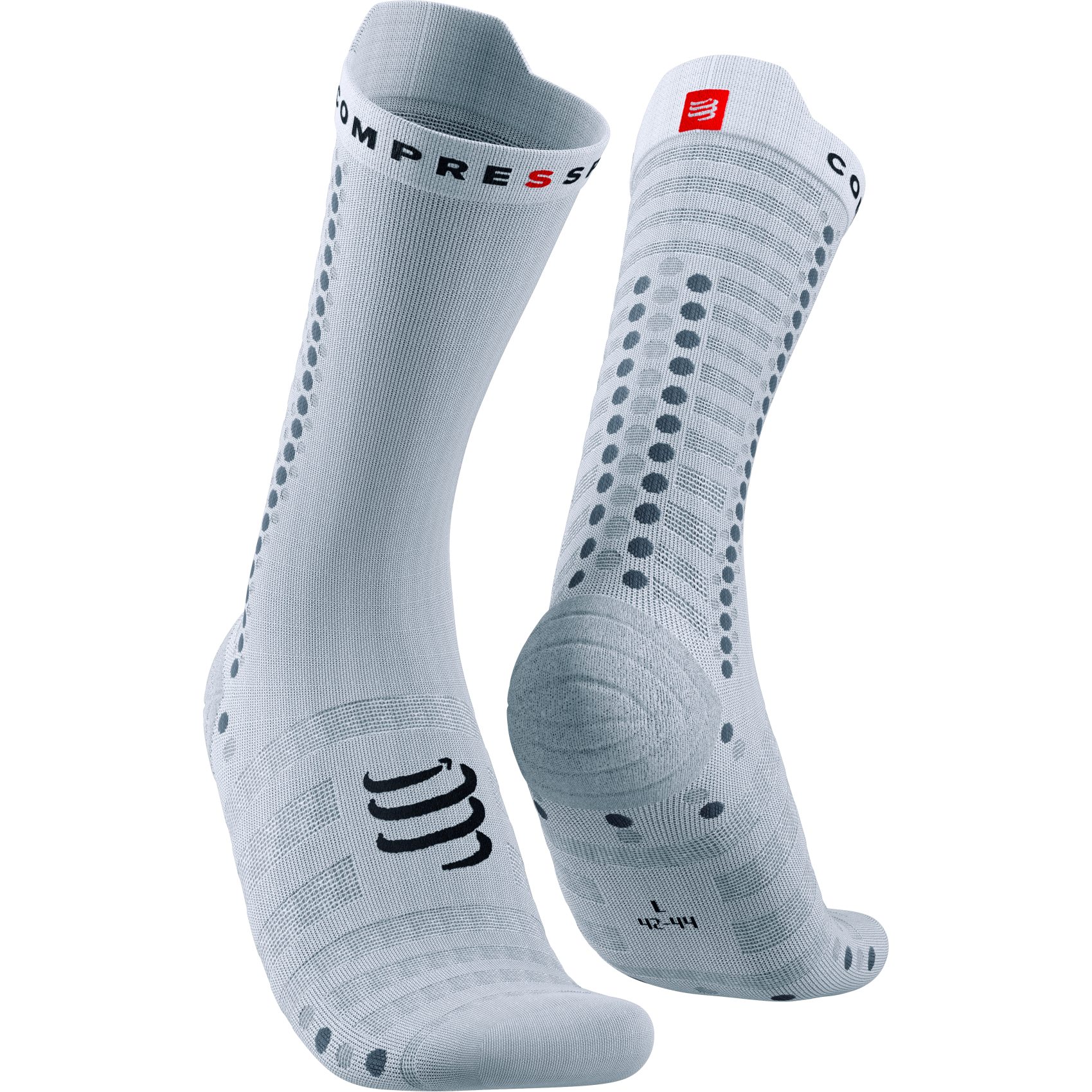 Image of Compressport Pro Racing Compression Socks v4.0 Ultralight Bike - white/grey