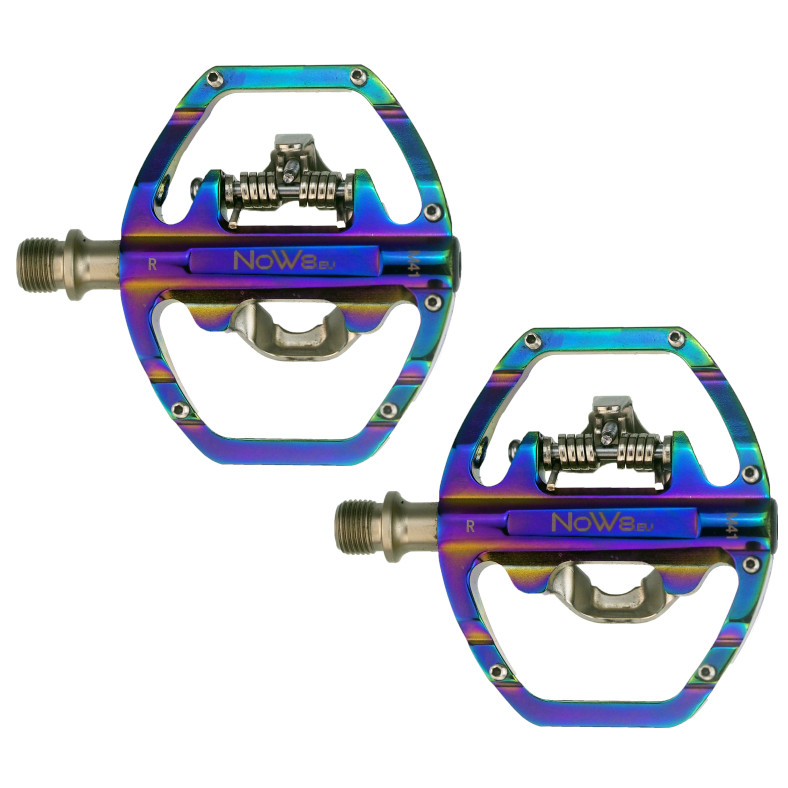 Productfoto van NOW8 LIGILO M45 Pedals - Dual Side | Flat + Clipless (SPD) - oil slick