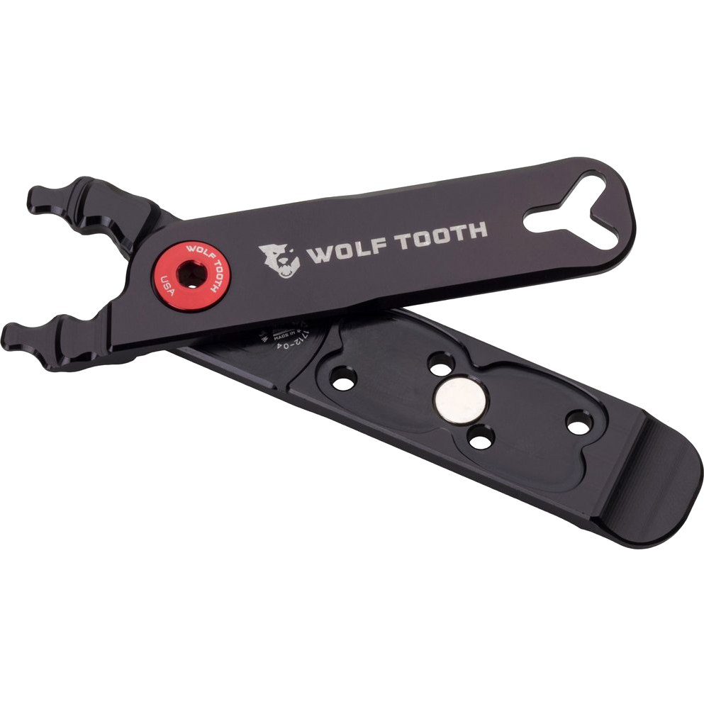 Produktbild von Wolf Tooth Pack Pliers - Multifunktionszange für Kettenschlösser, Ventilkerne, Ventilschaft Überwurfmuttern - schwarz/rot