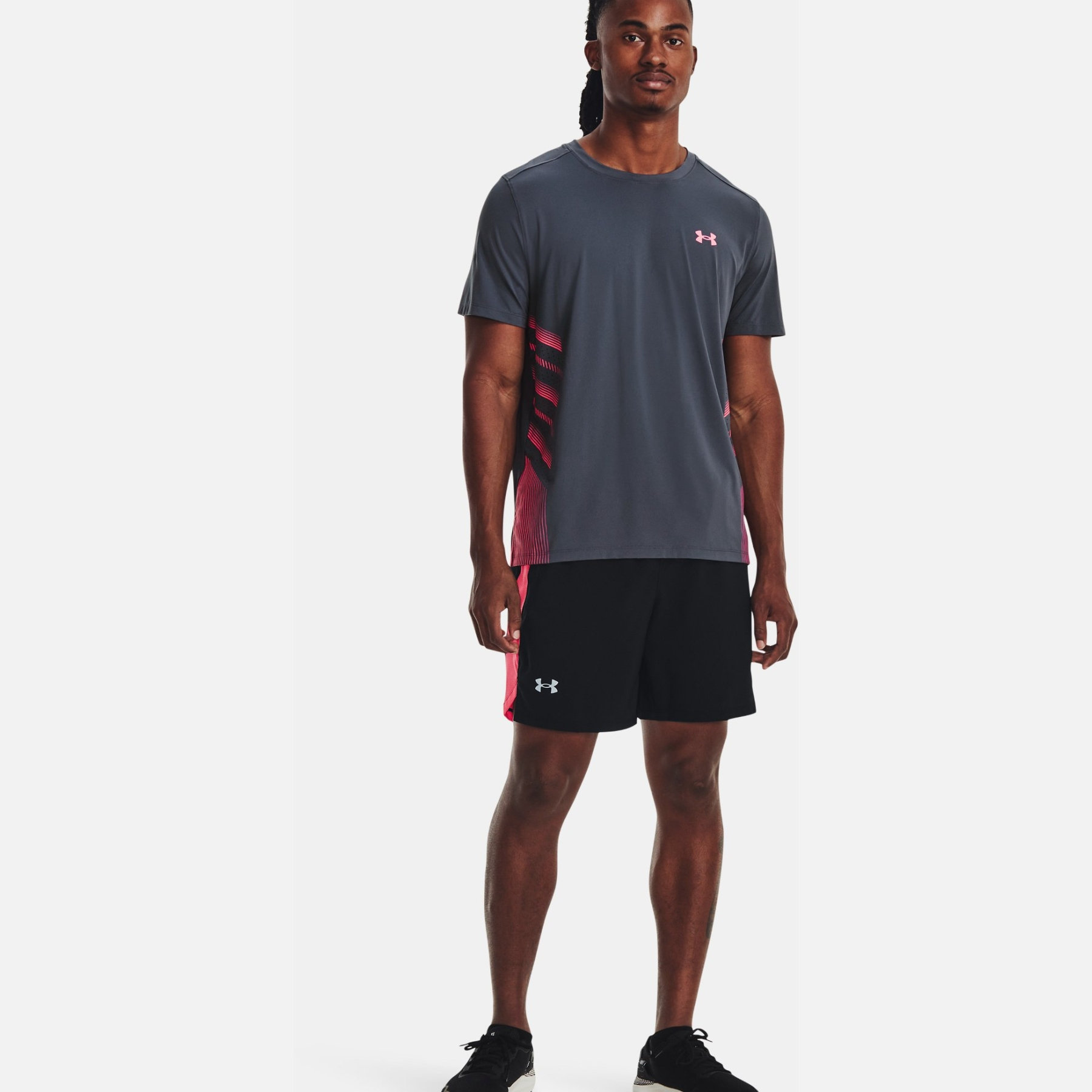 Under Armour UA Iso-Chill Laser Heat Short Sleeve Shirt Men - Downpour  Gray/Pink Shock/Reflective