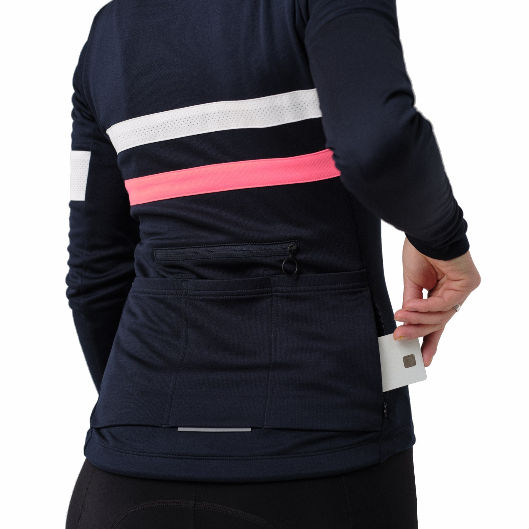 Rapha Brevet Long Sleeve Jersey Women - dark navy/hi-vis