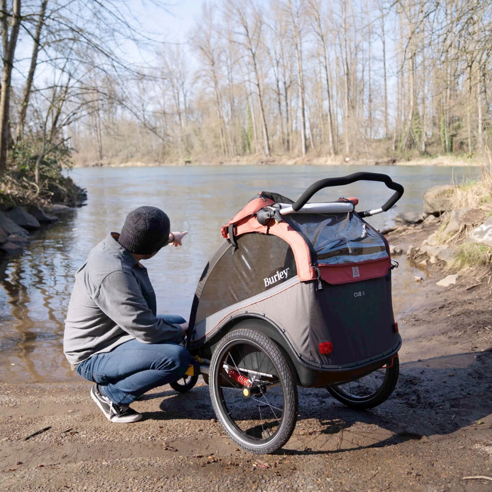Burley Cub X Bike Trailer for 1-2 Kids - sandstone red/charcoal