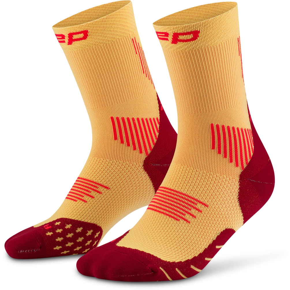 Picture of CEP Core Run Mid Cut Compression Socks Women - marigold/burgundy