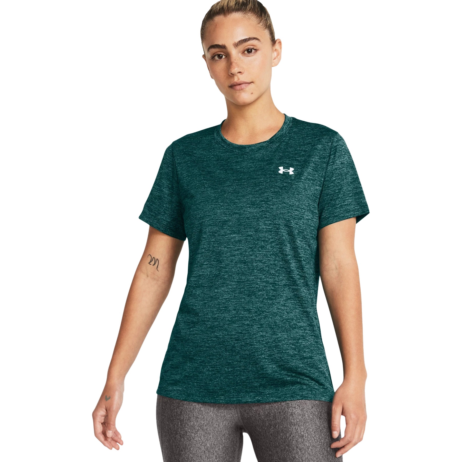 Picture of Under Armour UA Tech™ Twist Short Sleeve Shirt Women - Hydro Teal/Coastal Teal/White