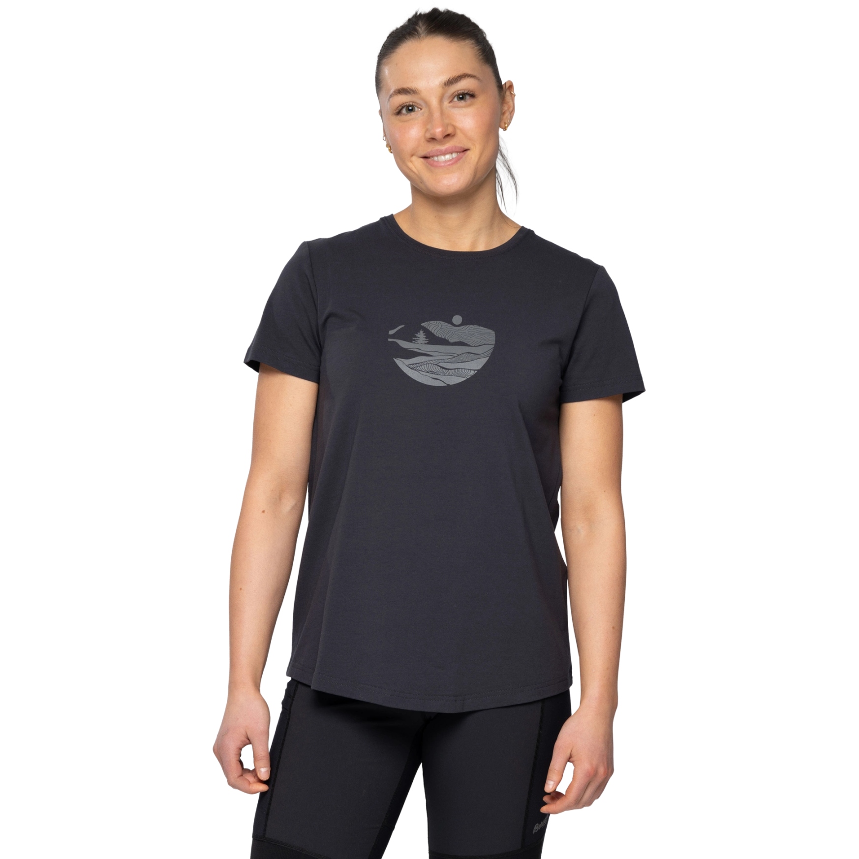 Produktbild von Bergans Nordmarka Organic Cotton Print T-Shirt Damen - dark shadow grey/dark shadow grey sunset