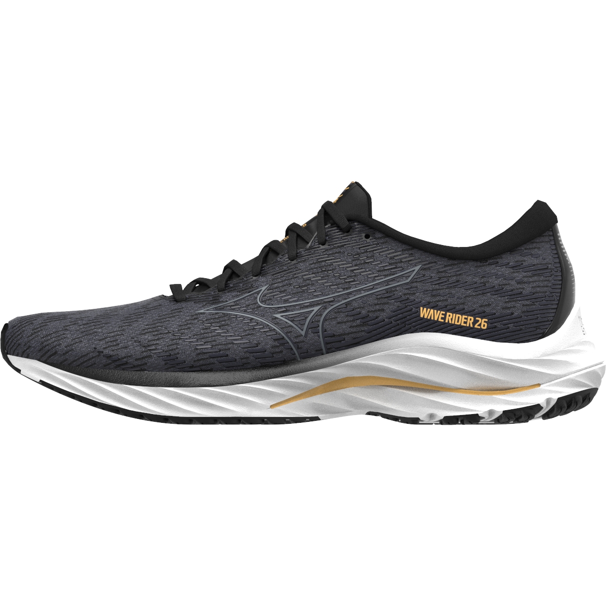 Picture of Mizuno Wave Rider 26 Wide Running Shoes - Odyssey Gray / Metallic Gray / Pale Marigold