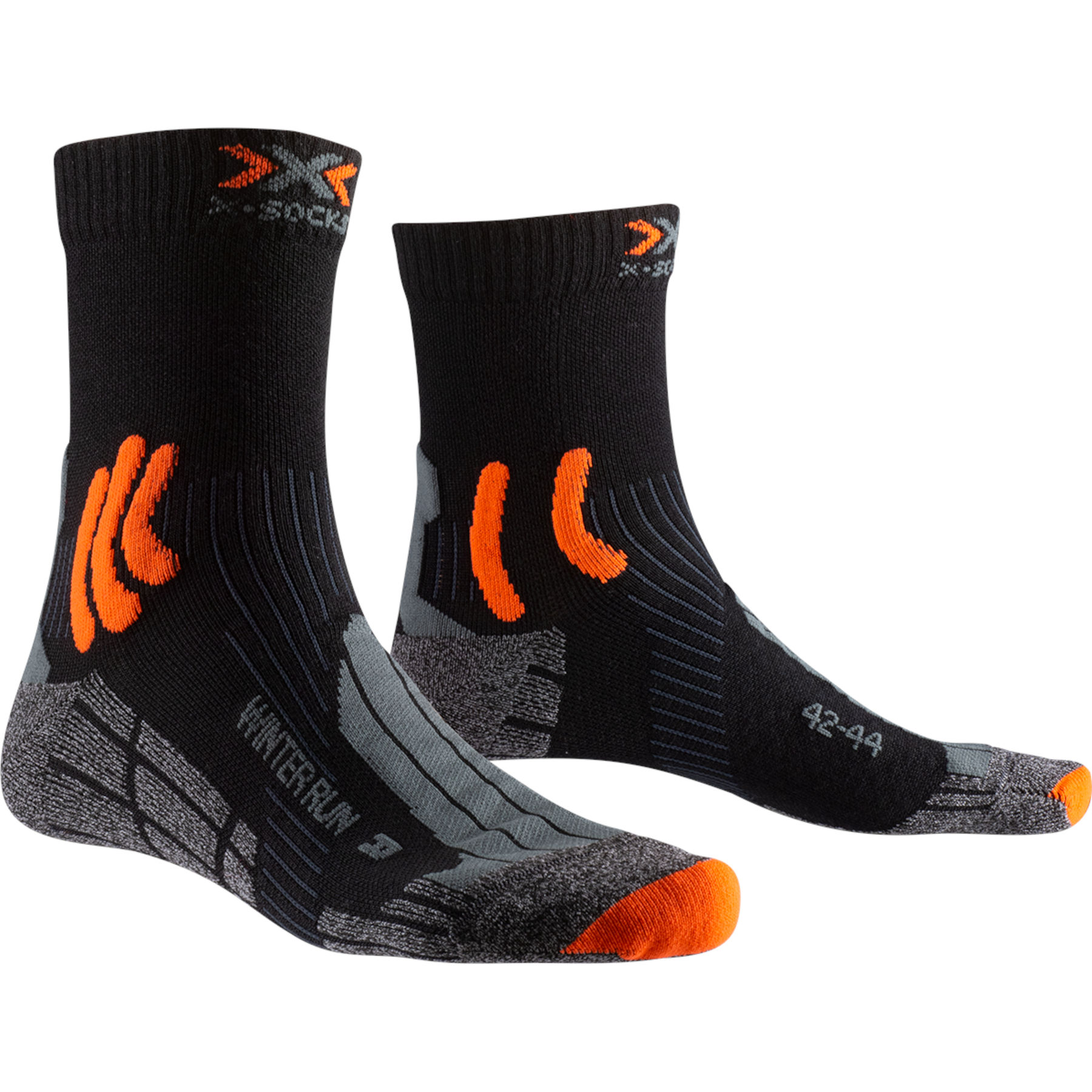 Productfoto van X-Socks Winter Run Hardloopsokken 4.0 - black/dark grey melange/x-orange
