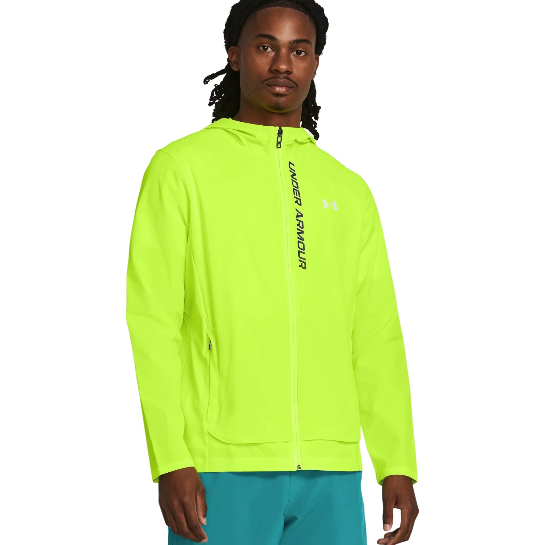 thumbnail image 2 of Crane Sports Unisex Winter Rain Jacket - High Visibility Yellow For Running & Cycling - Mesh Lining, Zipped Pockets 2 of 6