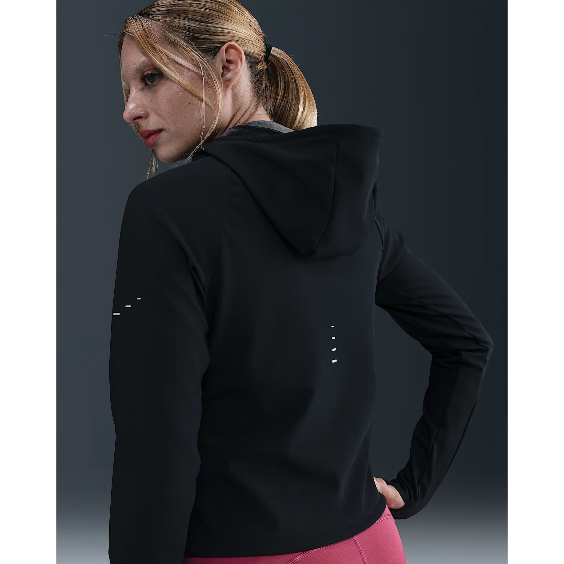 Therma Fit Black Reflective Running Jacket Running Division Womens 