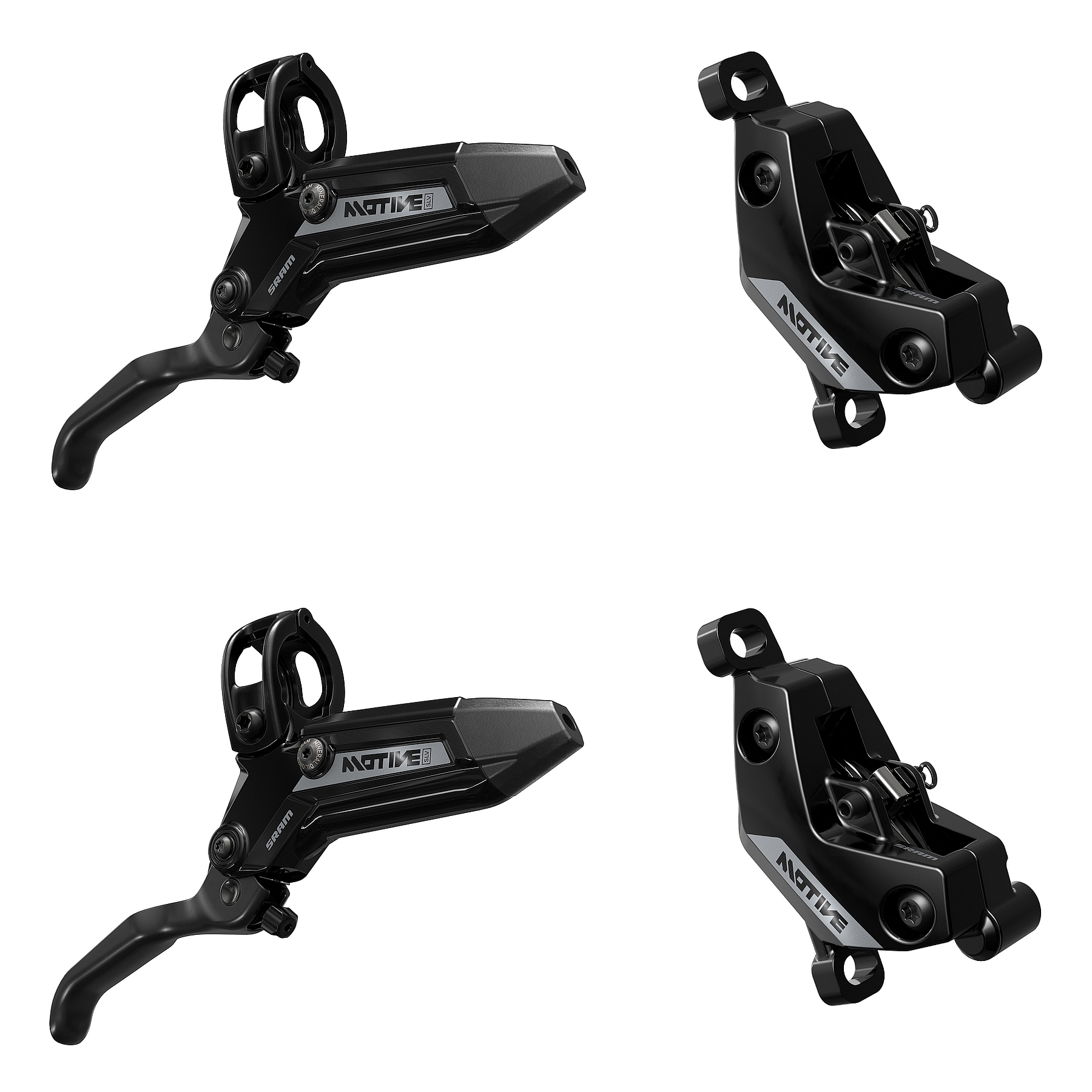 Produktbild von SRAM MOTIVE Silver Scheibenbremse Set | 4-Kolben | A1 - Black Anodized