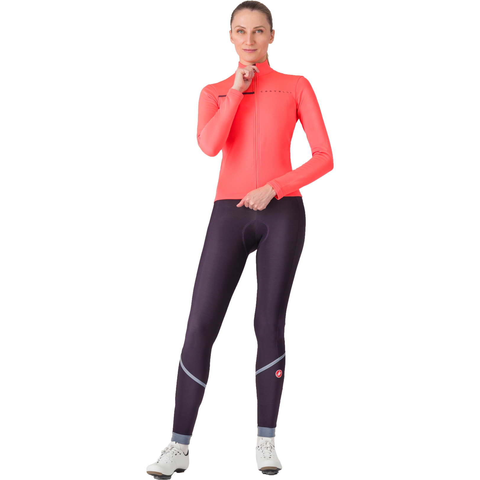 【レディース】CASTELLI SINERGIA 2 JERSEY FZ ピンク Castelli Sinergia 2 Full Zip Langarmtrikot Damen - brilliant pink