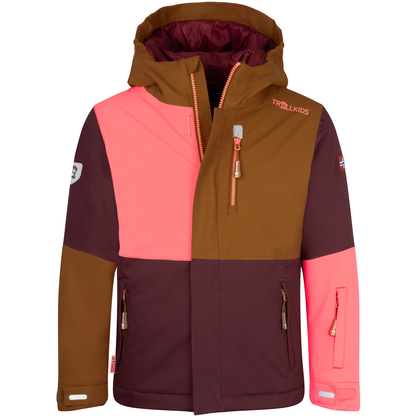 Picture of Trollkids Hallingdal Ski Jacket Kids - redwood/caramel/salmon