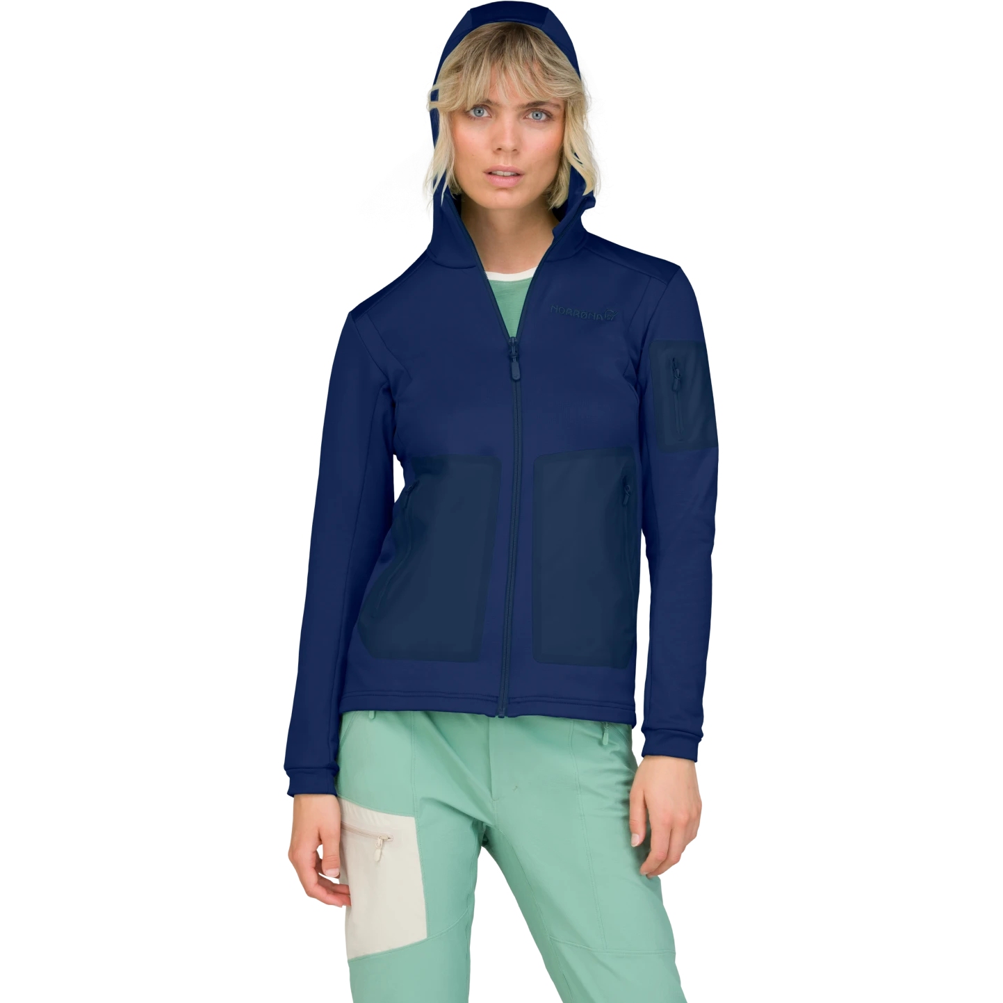 Picture of Norrona falketind warm2 stretch Hood Jacket Women - Indigo Night