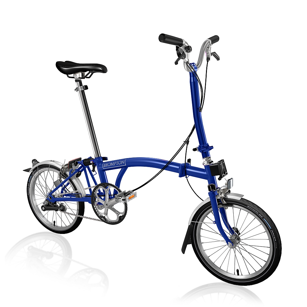 Picture of Brompton C Line Utility - 3-Speed - High Bar - Telescopic Seatpost - 16&quot; Folding Bike - 2023 - picadilly blue matt