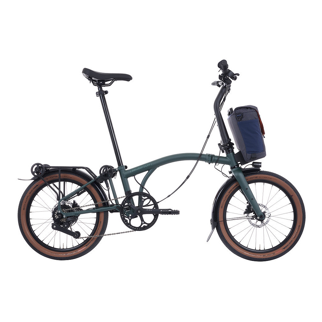 Productfoto van Brompton Electric G Line - 4 Speed - Small Bar - Standard Seatpost - Rear Rack - 20&quot; Elektrische Vouwfiets - 2025 - forest green