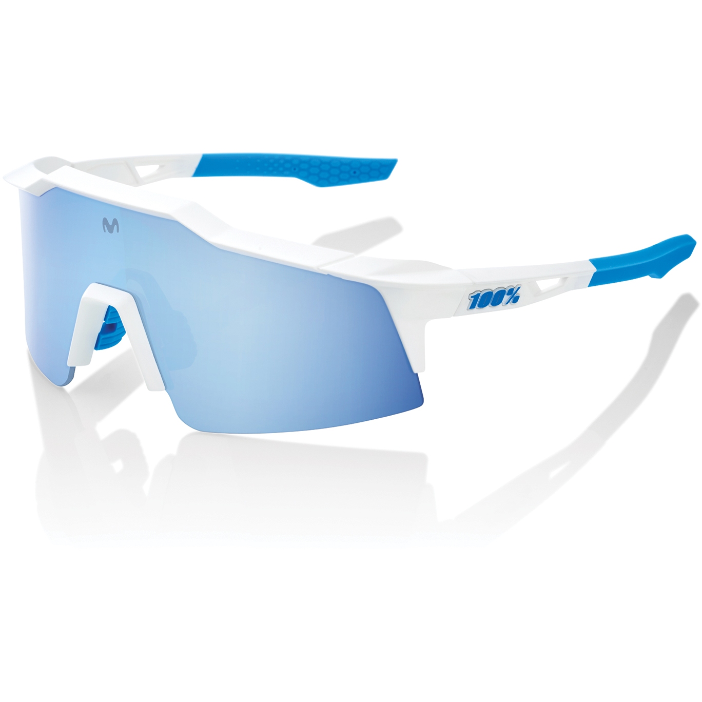 Productfoto van 100% Speedcraft SL Movistar Glasses - HiPER Mirror Lens - Team White / Blue Multilayer + Clear