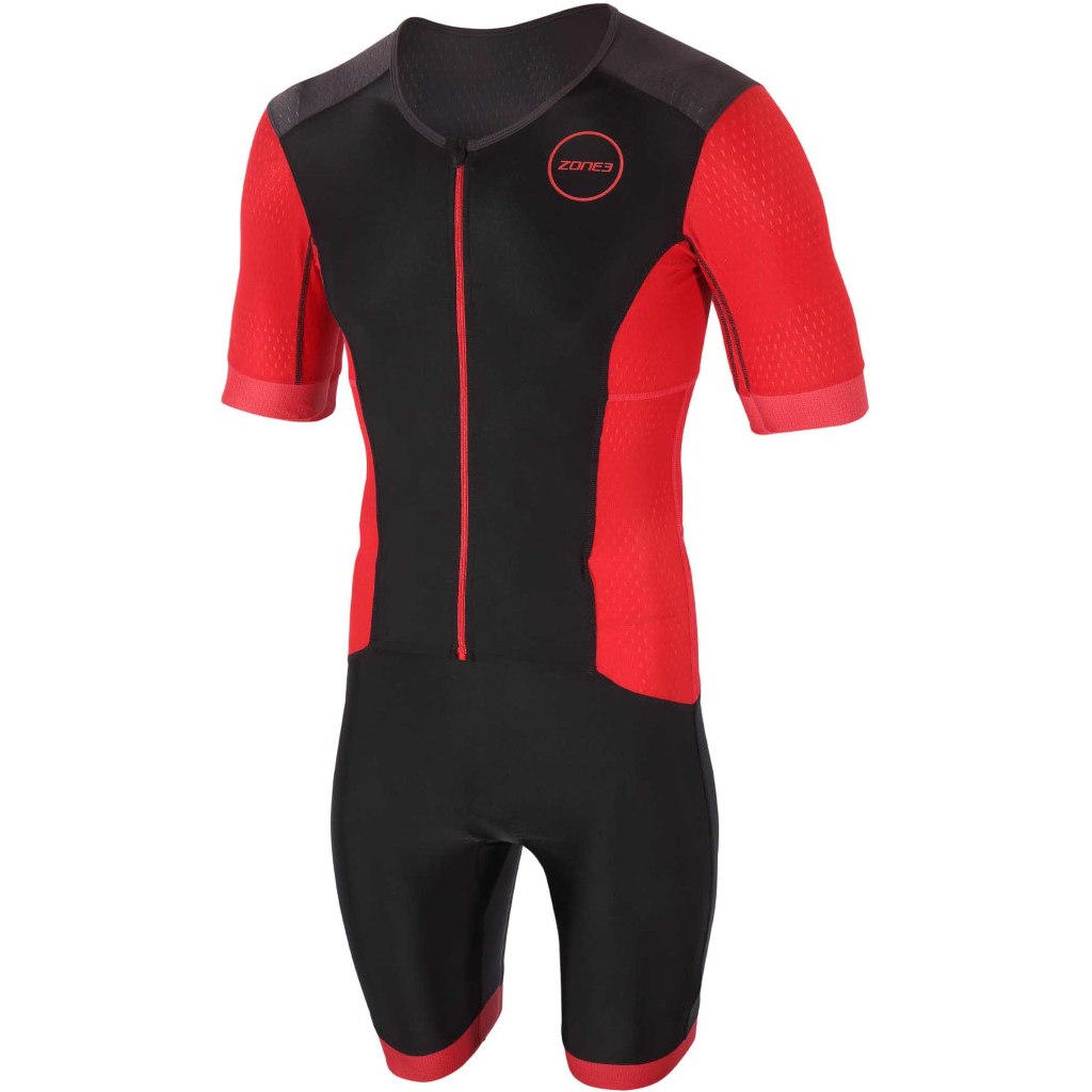 Produktbild von Zone3 Aquaflo Plus Full Zip Kurzarm Triathlonanzug - black/red