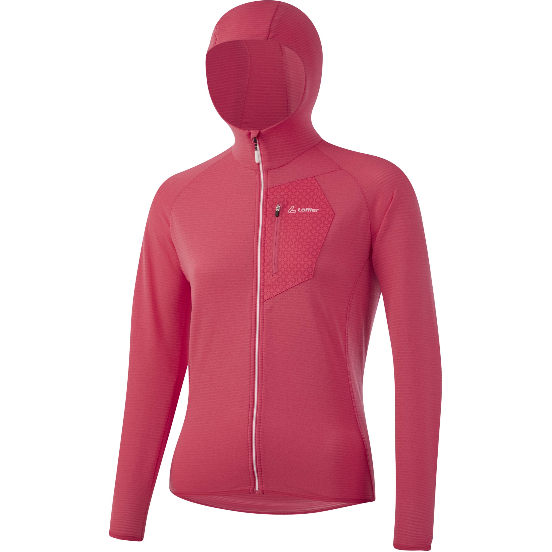 Image of Löffler Full Zip Techfleece Women's Hoody Jacket - rouge red 561