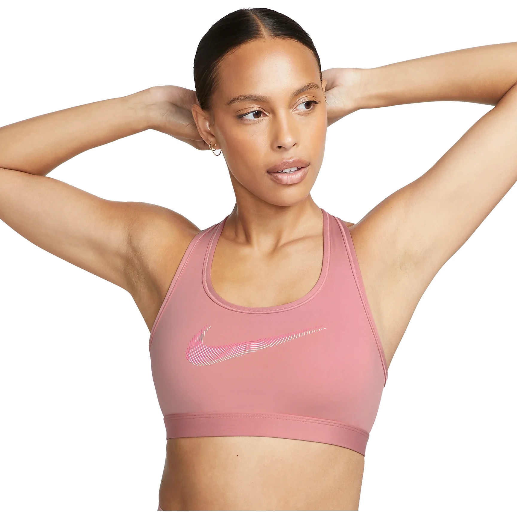 Picture of Nike Swoosh Women&#039;s Medium Support Sports Bra with padding - red stardust/guava ice/laser FB4124-618