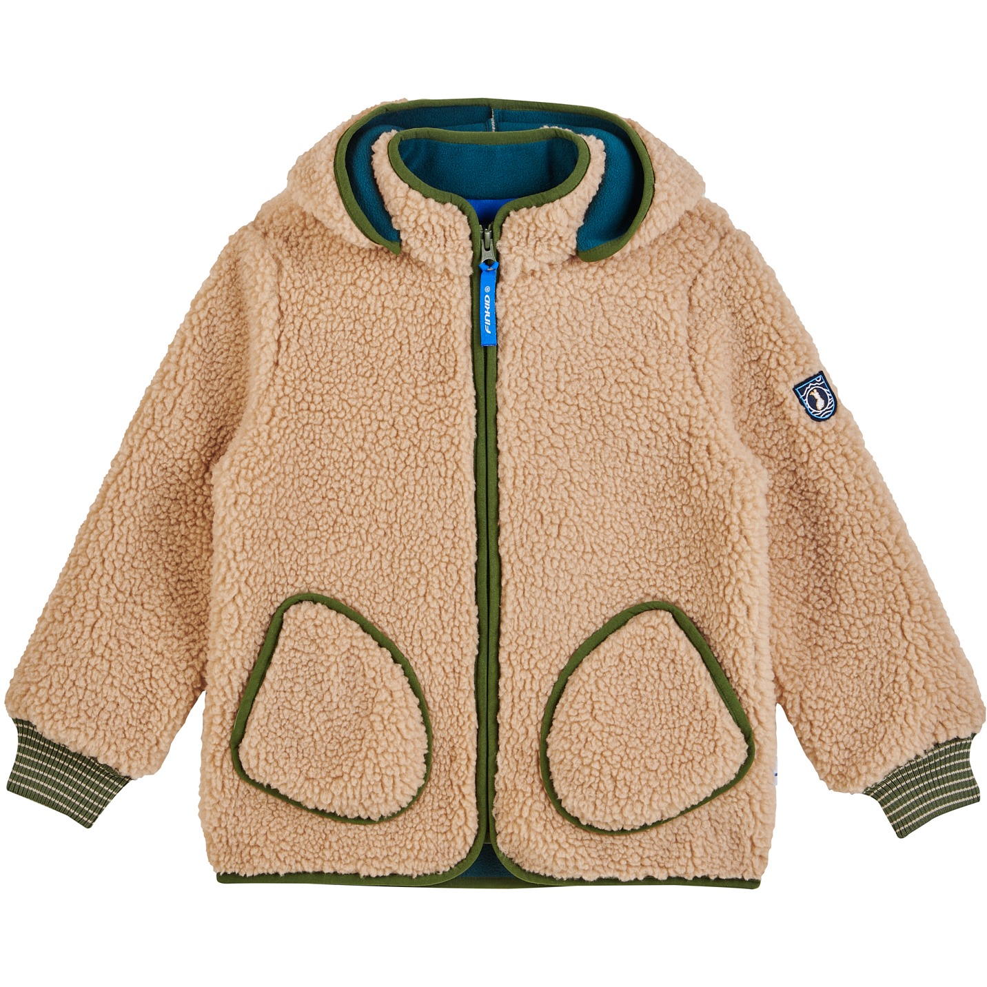 Picture of Finkid TONTTU NALLE Zip-In Fleece Jacket Kids - pebble/bronze green