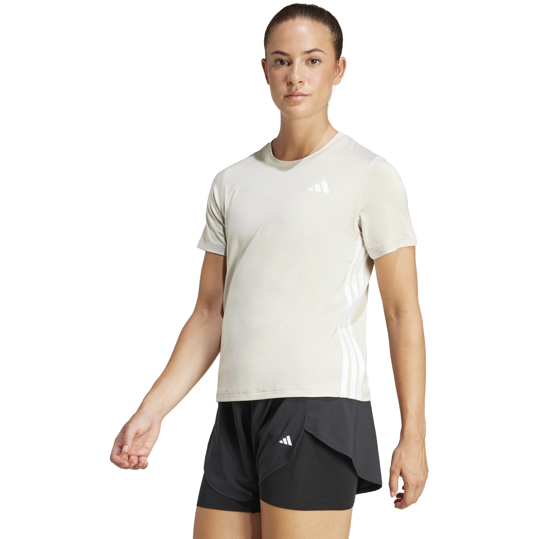 Produktbild von adidas 3-Stripes Crew Kurzarmshirt Damen - wonder alumina/white JD6530