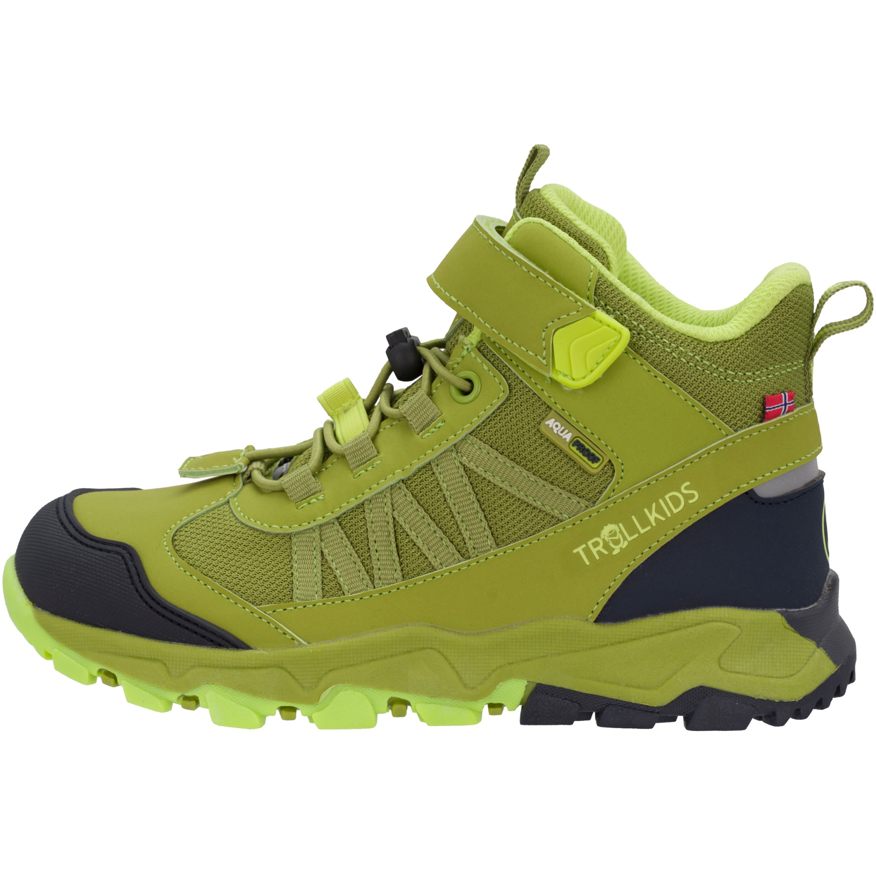 Picture of Trollkids Tronfjell Mid Kids Hiker Shoes - Kiwi/Green Lizard