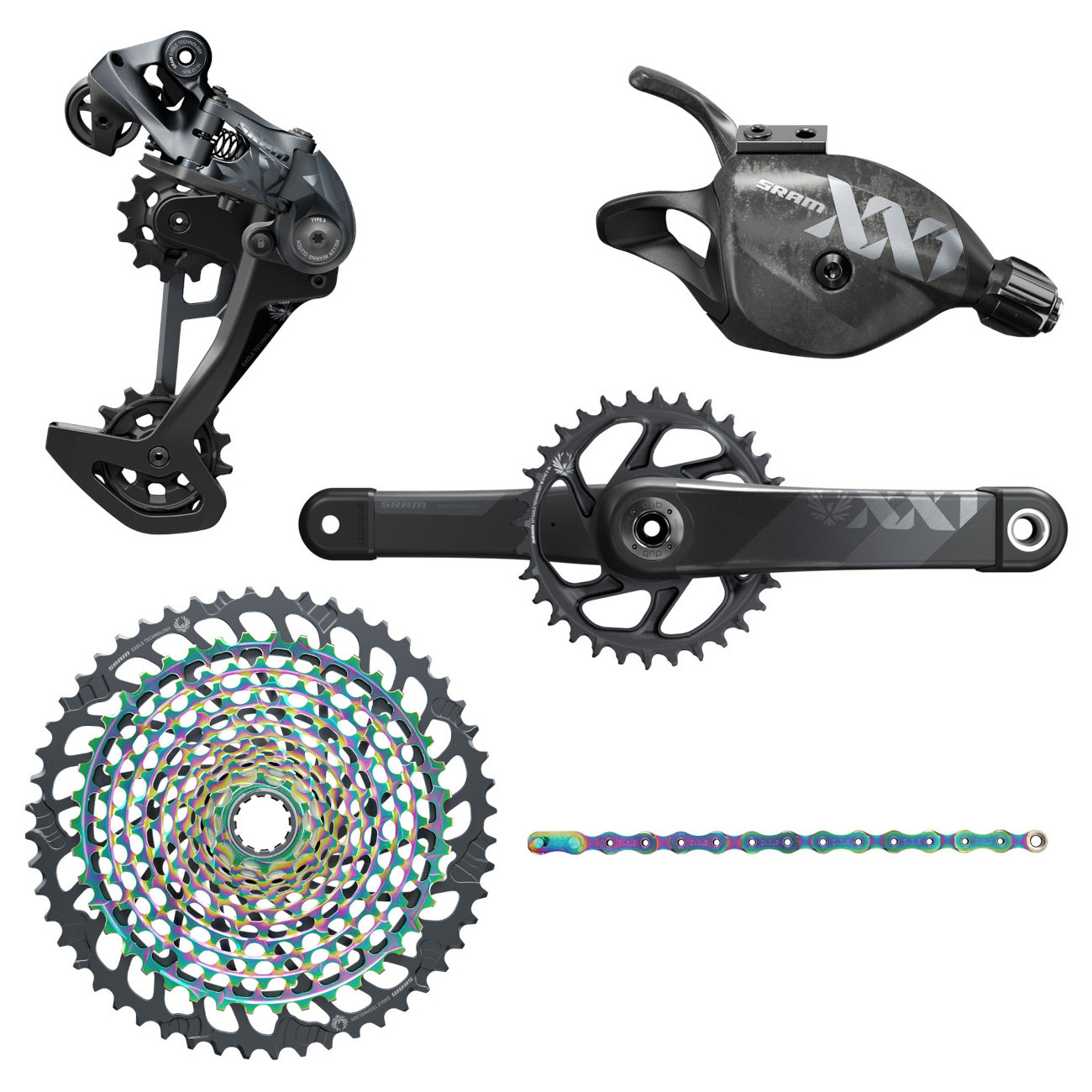 Picture of SRAM XX1 Eagle Boost Groupset - 1x12-speed - Trigger Shifter - 10-52 t. XG-1299 Cassette - rainbow