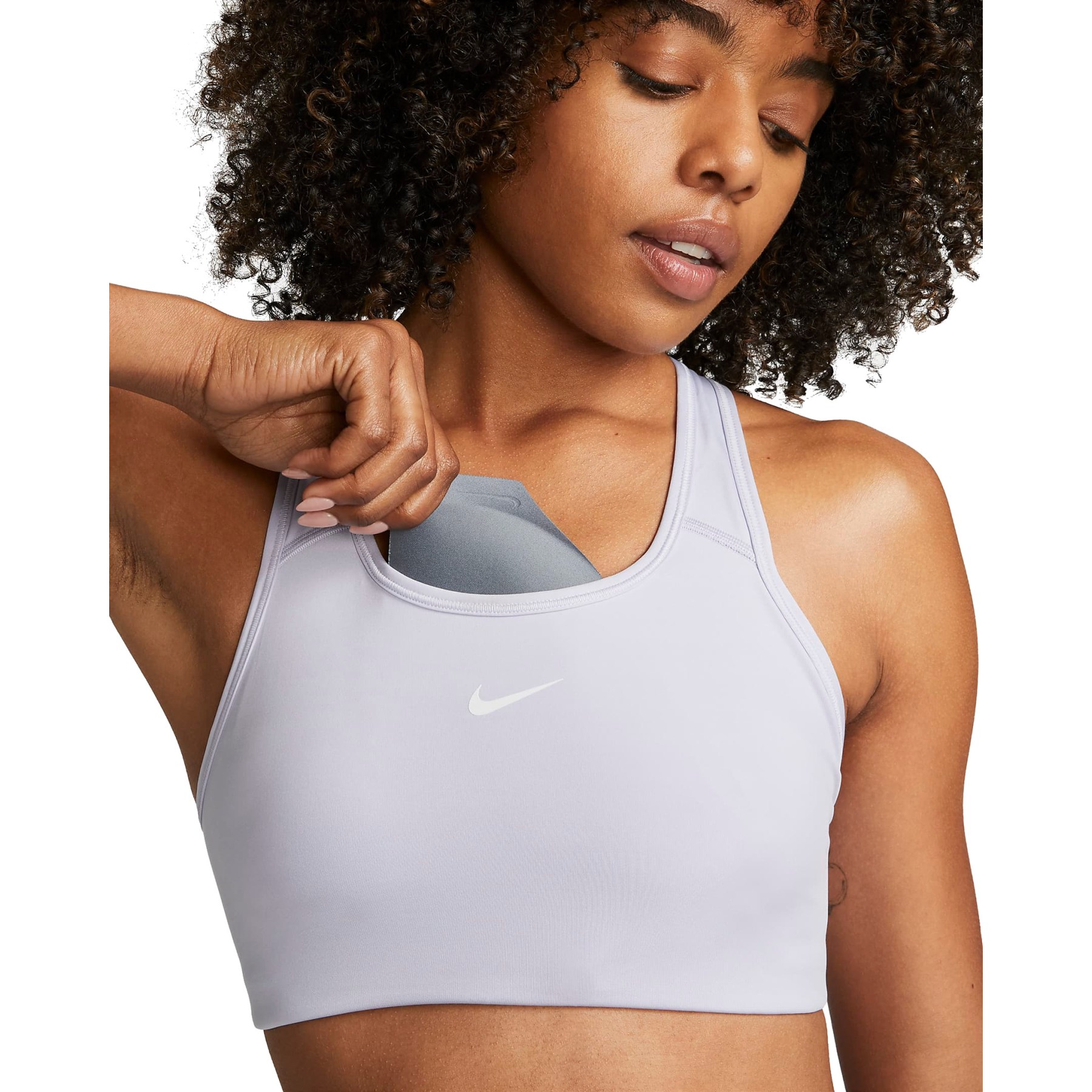 Nike Womens Dri-FIT Medium Support 1 Piece Pad Sports Bra - Smoke