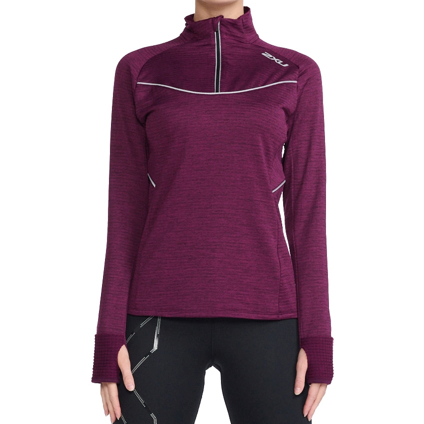 Picture of 2XU Ignition Women&#039;s 1/4 Zip Pullover - beet/silver reflective