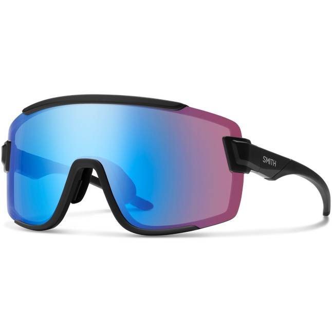 Picture of Smith Wildcat Glasses - Matte Black / ChromaPop Low Light Rose Blue Mirror + Clear
