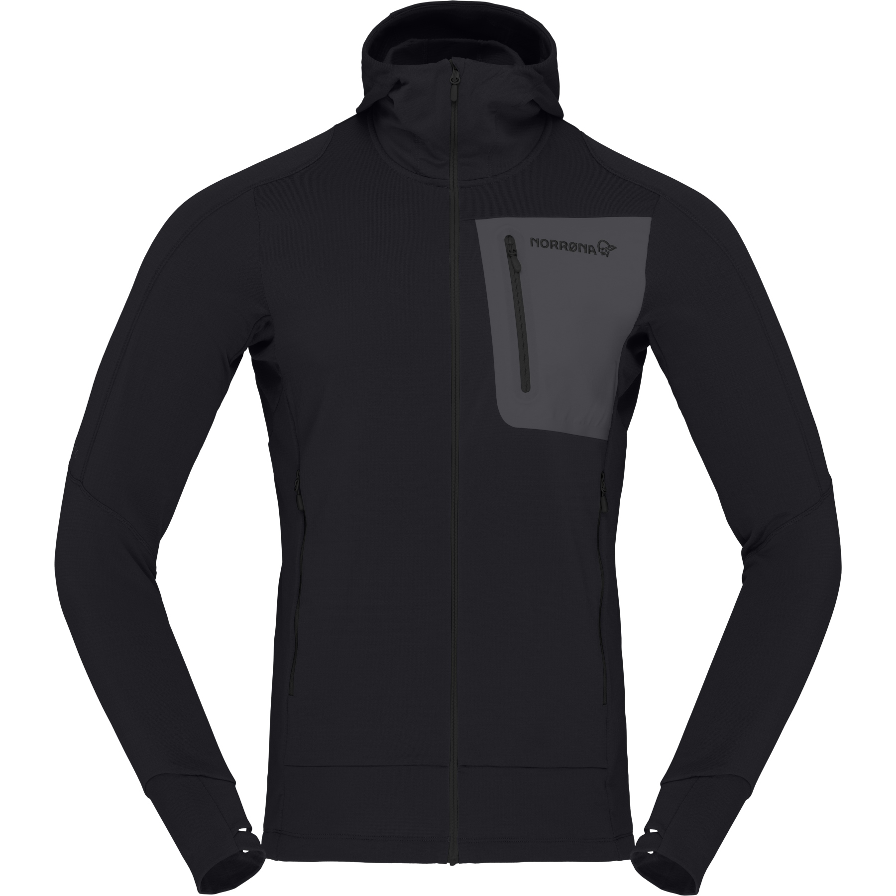 Norrona falketind Power Grid Hood Jacket Men - Caviar | BIKE24